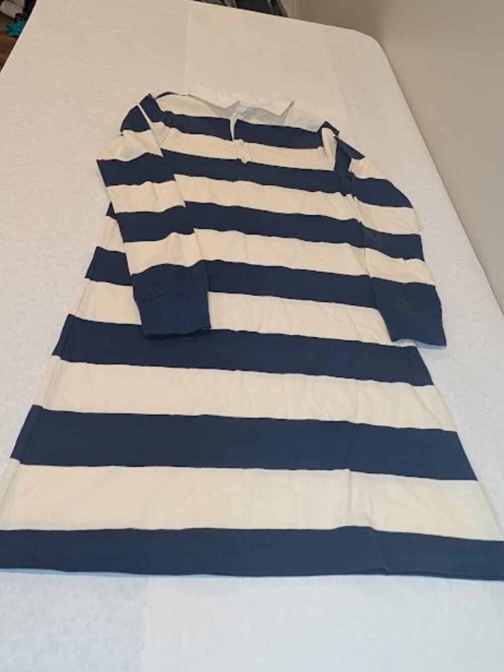 NWT Wonder Nation Girls Rugby Striped Polo Dress - Navy & Cream Size M (7-8)